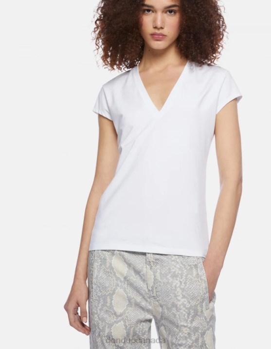 DONDUP Women Slim-Fit Jersey T-Shirt XF8V421 Apparel White