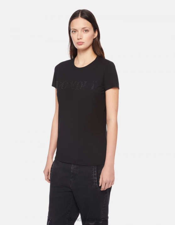 DONDUP Women Slim-Fit Jersey T-Shirt XF8V439 Apparel Black